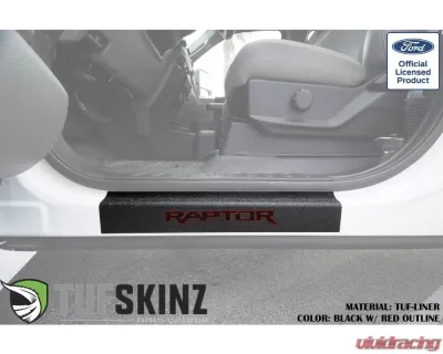 Tufskinz Door Sill Protection Tuf-Liner Series Raptor Logo(Black/Red) Front Doors 2 Piece Kit - SUP057-FRD-TFLMP-154-X