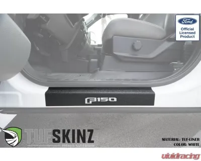 Tufskinz Door Sill Protection Tuf-Liner Series F-150 Logo(White) Front Doors 2 Piece Kit - SUP057-FRD-TFLMP-408-X
