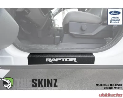 Tufskinz Door Sill Protection Tuf-Liner Series Raptor Logo(White) Front Doors 2 Piece Kit - SUP057-FRD-TFLMP-409-X