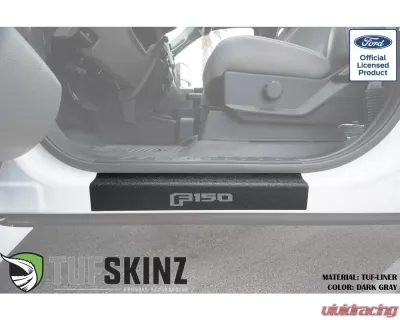 Tufskinz Door Sill Protection Tuf-Liner Series F-150 Logo(Dark Gray) Front Doors 2 Piece Kit - SUP057-FRD-TFLMP-425-X