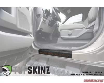 Tufskinz Door Sill Protection Tuf-Liner Series Super Duty Logo(Black/Orange) Front Doors 2 Piece Kit - SUP057-TFLMP-431-X