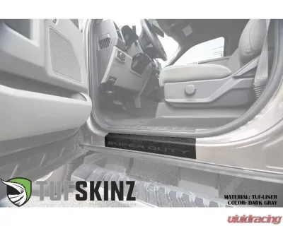 Tufskinz Door Sill Protection Tuf-Liner Series Super Duty Logo(Dark Gray) Front Doors 2 Piece Kit - SUP057-TFLMP-433-X
