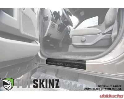 Tufskinz Door Sill Protection Tuf-Liner Series Super Duty Logo(Black/White) Front Doors 2 Piece Kit - SUP057-TFLMP-434-X