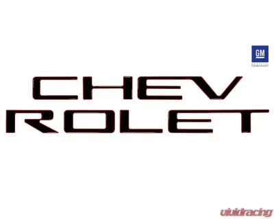 Tufskinz "Chevrolet" Tailgate Letter Inserts Fits 2019-2020 Chevrolet Silverado Silverado HD 7 Piece Kit In Gloss Black/Red Outline - SVD003-RED-025-G
