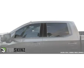 Tufskinz B-Pillar Accent Trim Fits 2019-2020 Chevrolet Silverado HD 4 Piece Kit In Real Carbon Fiber(Domed)