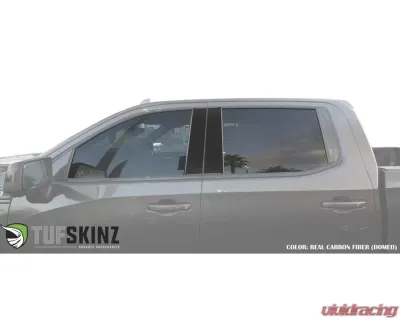 Tufskinz B-Pillar Accent Trim Fits 2019-2020 Chevrolet Silverado HD 4 Piece Kit In Real Carbon Fiber(Domed) - SVD007-DCF-G