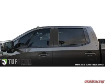Tufskinz B-Pillar Accent Trim Fits 2019-2020 Chevrolet Silverado HD 4 Piece Kit In Real Carbon Fiber(Domed) - SVD007-DCF-G