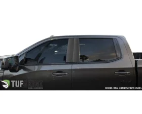 Tufskinz B-Pillar Accent Trim Fits 2019-2020 Chevrolet Silverado HD 4 Piece Kit In Real Carbon Fiber(Raw)