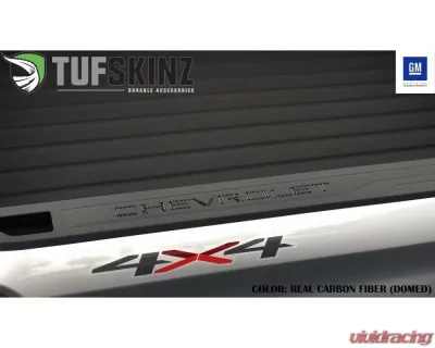 Tufskinz "Chevrolet" Bed Rail Letter Inserts(Pair) Fits 2019-2020 Chevrolet Silverado 14 Piece Kit In Real Carbon Fiber(Domed) - SVD016-DCF-G