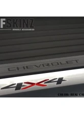 Tufskinz "Chevrolet" Bed Rail Letter Inserts(Pair) Fits 2019-2020 Chevrolet Silverado 14 Piece Kit In Real Carbon Fiber(Raw)                                     - SVD016-RCF-X - Image 2