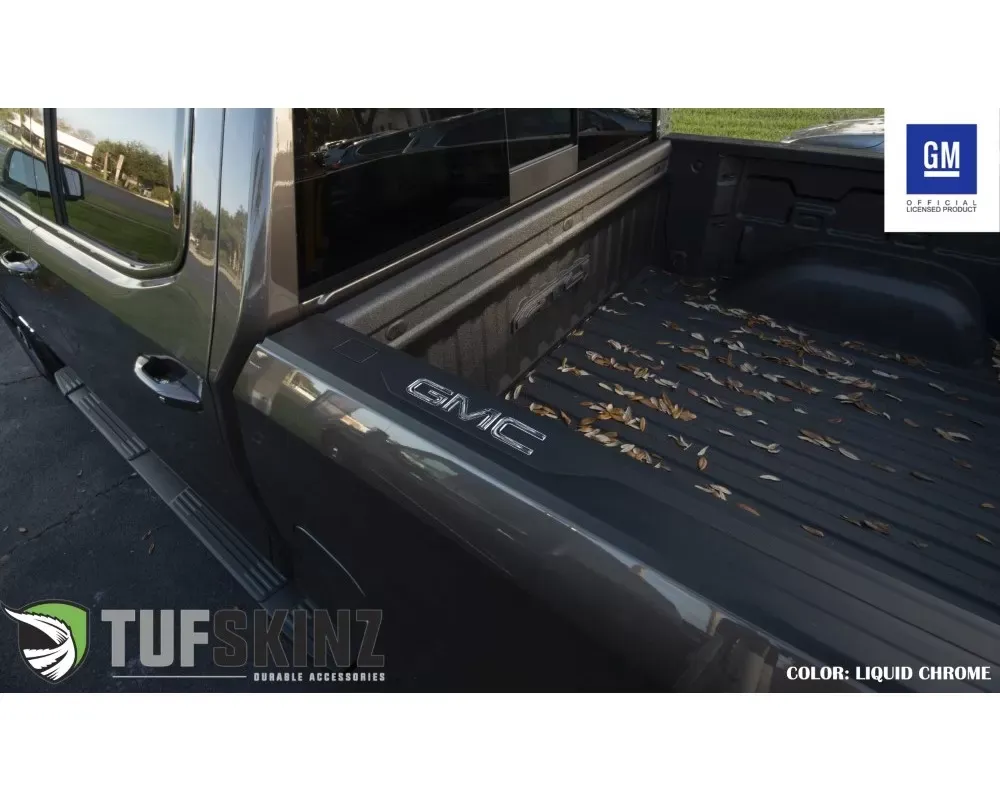 Tufskinz "GMC" Bed Rail Letter Inserts Fits 2019-2020 GMC Sierra HD 6 Piece Kit In Liquid Chrome - SVD023-DC-G