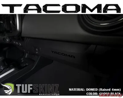 Tufskinz "Tacoma" Glove Box Letter Inserts Fits 2016-2020 Toyota Tacoma 6 Piece Kit In Gloss Black - TAC017-BLK-G