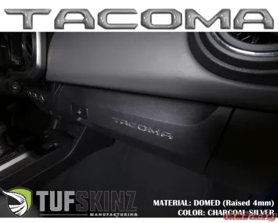 Tufskinz "Tacoma" Glove Box Letter Inserts Fits 2016-2020 Toyota Tacoma 6 Piece Kit In Magnetic Gray Metallic - TAC017-CLG-G
