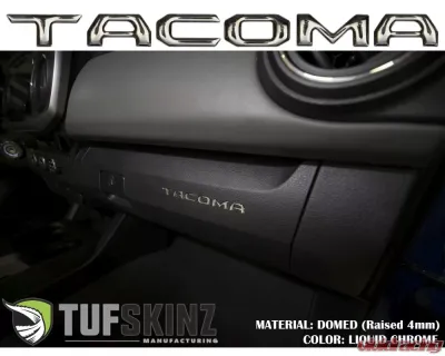 Tufskinz "Tacoma" Glove Box Letter Inserts Fits 2016-2020 Toyota Tacoma 6 Piece Kit In Liquid Chrome - TAC017-DC-G