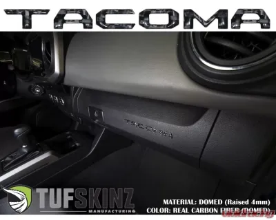 Tufskinz "Tacoma" Glove Box Letter Inserts Fits 2016-2020 Toyota Tacoma 6 Piece Kit In Domed Carbon Fiber - TAC017-DCF-G