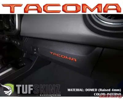 Tufskinz "Tacoma" Glove Box Letter Inserts Fits 2016-2020 Toyota Tacoma 6 Piece Kit In Inferno Orange - TAC017-FNO-G