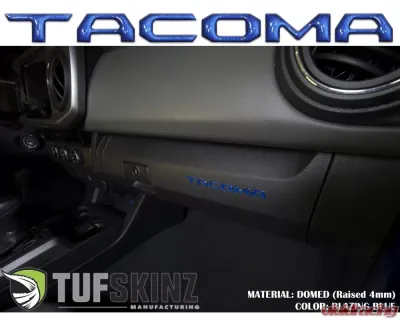 Tufskinz "Tacoma" Glove Box Letter Inserts Fits 2016-2020 Toyota Tacoma 6 Piece Kit In Blazing Blue - TAC017-GBL-G