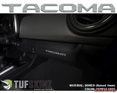 Tufskinz "Tacoma" Glove Box Letter Inserts Fits 2016-2020 Toyota Tacoma 6 Piece Kit In Cement Gray - TAC017-GGY-G