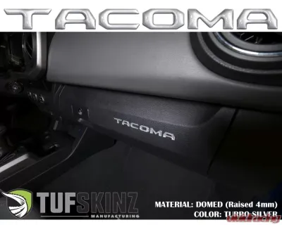 Tufskinz "Tacoma" Glove Box Letter Inserts Fits 2016-2020 Toyota Tacoma 6 Piece Kit In Turbo Silver - TAC017-GTO-G