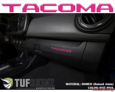 Tufskinz "Tacoma" Glove Box Letter Inserts Fits 2016-2020 Toyota Tacoma 6 Piece Kit In Hot Pink - TAC017-HPK-G