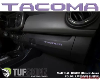 Tufskinz "Tacoma" Glove Box Letter Inserts Fits 2016-2020 Toyota Tacoma 6 Piece Kit In Lavender Purple - TAC017-PUR-G
