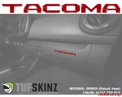 Tufskinz "Tacoma" Glove Box Letter Inserts Fits 2016-2020 Toyota Tacoma 6 Piece Kit In Gloss Trd Red - TAC017-RED-G
