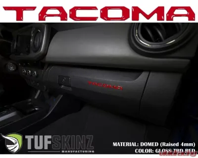 Tufskinz "Tacoma" Glove Box Letter Inserts Fits 2016-2020 Toyota Tacoma 6 Piece Kit In Gloss Trd Red - TAC017-RED-G