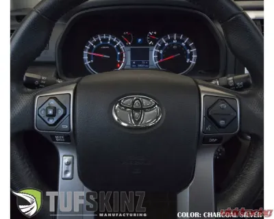 Tufskinz Emblem Inserts For Steering Wheel Fits 2009-2020 Toyota 4Runner 6 Piece Kit In Charcoal Silver - TAC032-RUN-CLG-G