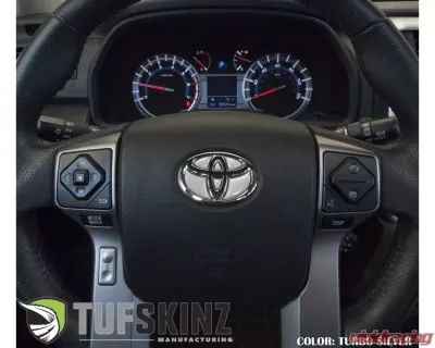 Tufskinz Emblem Inserts For Steering Wheel Fits 2009-2020 Toyota 4Runner 6 Piece Kit In Turbo Silver - TAC032-RUN-GTO-G