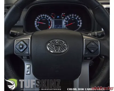 Tufskinz Emblem Inserts For Steering Wheel Fits 2009-2020 Toyota 4Runner 6 Piece Kit In Raw Carbon Fiber - TAC032-RUN-RCF-X