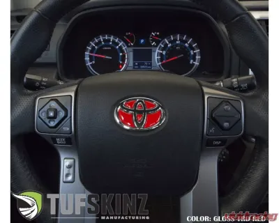 Tufskinz Emblem Inserts For Steering Wheel Fits 2009-2020 Toyota 4Runner 6 Piece Kit In Gloss Trd Red - TAC032-RUN-RED-G