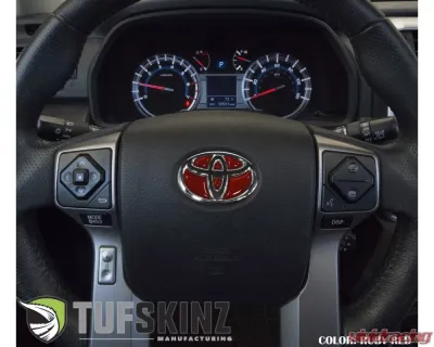 Tufskinz Emblem Inserts For Steering Wheel Fits 2009-2020 Toyota 4Runner 6 Piece Kit In Ruby Red(Similar To Barcelona Red) - TAC032-RUN-SNR-G