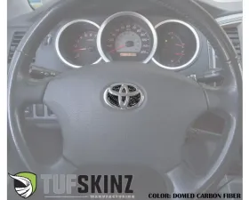 Tufskinz Emblem Inserts For Steering Wheel Fits 2005-2015 Toyota Tacoma 6 Piece Kit In Domed Carbon Fiber