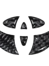 Tufskinz Emblem Inserts For Steering Wheel Fits 2005-2015 Toyota Tacoma 6 Piece Kit In Domed Carbon Fiber                                     - TAC048-DCF-G - Image 2