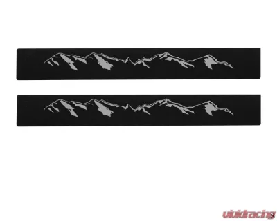 Tufskinz Front Door Sills Fits 2005-2020 Toyota Tacoma 2 Piece Kit In Textured Black W/Mountain Logo(Gray) - TAC052-TFLMP-MTN-X