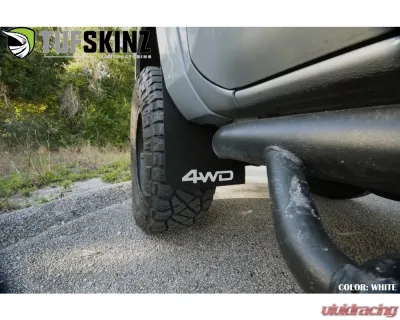 Tufskinz Front Mud Flaps 2 Piece Kit In Black Textured With White "4Wd" Logo Toyota Tacoma 2016-2022 - TAC055-ABT-203-X