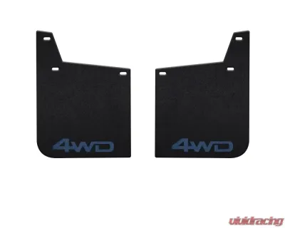 Tufskinz Front Mud Flaps 2 Piece Kit In Black Textured With Cavalry Blue "4Wd" Logo Toyota Tacoma 2016-2022 - TAC055-ABT-209-X