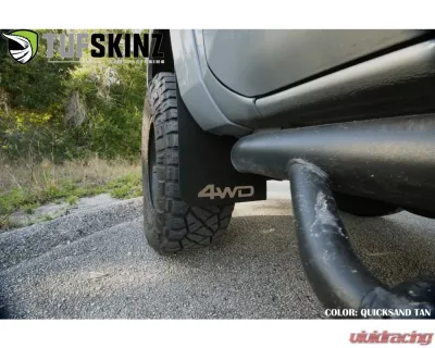 Tufskinz Front Mud Flaps 2 Piece Kit In Black Textured With Quicksand Tan "4Wd" Logo Toyota Tacoma 2016-2022 - TAC055-ABT-211-X