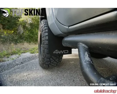 Tufskinz Front Mud Flaps 2 Piece Kit In Black Textured With Cement Gray "4Wd" Logo Toyota Tacoma 2016-2022 - TAC055-ABT-212-X