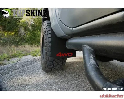 Tufskinz Front Mud Flaps 2 Piece Kit In Black Textured With Trd Red "4Wd" Logo Toyota Tacoma 2016-2022 - TAC055-ABT-213-X
