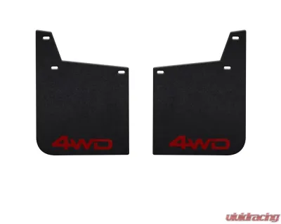 Tufskinz Front Mud Flaps 2 Piece Kit In Black Textured With Trd Red "4Wd" Logo Toyota Tacoma 2016-2022 - TAC055-ABT-213-X
