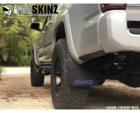 Tufskinz Rear Mud Flaps Fits 2 Piece Kit In Black Textured With Cavalry Blue 
