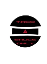 Tufskinz Fuel Cap Overlay "Taco Sauce Only" Fits Toyota Tacoma 2005-Up 3 Piece Kit In Gloss Black W/Red Text                                     - TAC061-BLK-255-G - Image 2