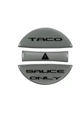 Tufskinz Fuel Cap Overlay "Taco Sauce Only" Fits Toyota Tacoma 2005-Up 3 Piece Kit In Magnetic Gray Metallic W/Black Text                                     - TAC061-CLG-249-G - Image 2