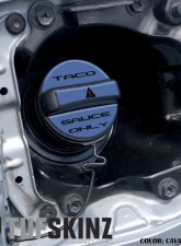 Tufskinz Fuel Cap Overlay "Taco Sauce Only" Fits Toyota Tacoma 2005-Up 3 Piece Kit In Calvary Blue W/Black Text                                     - TAC061-CYB-249-G - Image 2