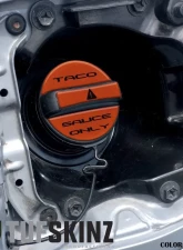 Tufskinz Fuel Cap Overlay "Taco Sauce Only" Fits Toyota Tacoma 2005-Up 3 Piece Kit In Inferno W/Black Text                                     - TAC061-FNO-249-G - Image 2