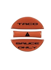 Tufskinz Fuel Cap Overlay "Taco Sauce Only" Fits Toyota Tacoma 2005-Up 3 Piece Kit In Inferno W/Black Text                                     - TAC061-FNO-249-G - Image 2