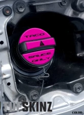 Tufskinz Fuel Cap Overlay "Taco Sauce Only" Fits Toyota Tacoma 2005-Up 3 Piece Kit In Hot Pink W/Black Text                                     - TAC061-HPK-249-G - Image 2