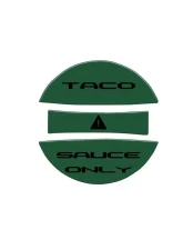 Tufskinz Fuel Cap Overlay "Taco Sauce Only" Fits Toyota Tacoma 2005-Up 3 Piece Kit In Army Green W/Black Text                                     - TAC061-TAG-249-G - Image 2