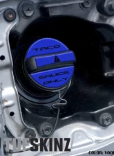 Tufskinz Fuel Cap Overlay "Taco Sauce Only" Fits Toyota Tacoma 2005-Up 3 Piece Kit In Voodoo Blue W/Black Text                                     - TAC061-VODB-249-G - Image 2